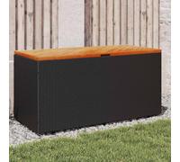 vidaXL Caja de almacenaje jardín madera acacia ratán negro 110x50x54cm