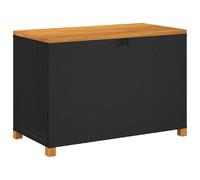 vidaXL Caja de almacenaje jardín madera acacia ratán negro 110x55x63cm