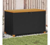 vidaXL Caja de almacenaje jardín madera acacia ratán negro 110x55x63cm