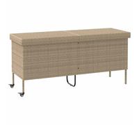 vidaXL Caja de almacenaje para cojines de jardín Ruedas Ratán PE Beige 160x55x75 cm