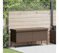 vidaXL Caja de almacenaje jardín ruedas ratán PE marrón 160x55x75 cm