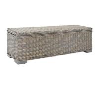 vidaXL Caja de almacenaje madera caoba gris y ratán Kubu natural 110cm