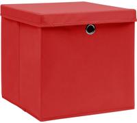 vidaXL: Caja de almacenamiento con tapa, 10 unidades, color rojo, 32x32x32 cm, tela