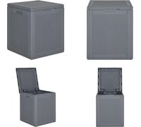 vidaXL Caja de jardín gris, estilo ratán, 90 litros - Cofre para jardín - Cofres para jardín - Caja para jardín - Caja de almacenamiento