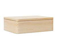 vidaXL Caja de madera con tapa – Madera maciza de pino, 40x30x13 cm – Natural/Negro