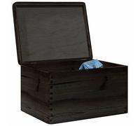 vidaXL Caja de madera con tapa madera maciza de pino negra 40x30x23 cm