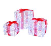 vidaXL Caja de Regalo con 60 LED 3 pcs frío 20 x 20 x 20 cm Acrílico, Adorno Navideño Moderno, Tetraedro para Sala, Elegante Luz LED, Decoración de Temporada, Toque Minimalista