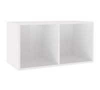 vidaXL Caja para Discos Vinilo Contrachapada Blanco Brillante 71x34x36cm Accesorios Organización Música Colección Hobbies Diseño Elegante Clásico