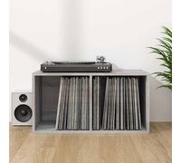 vidaXL Caja para discos de vinilo madera contrachapada gris 71x34x36cm