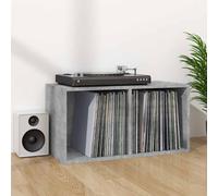 vidaXL Caja para discos de vinilo madera contrachapada gris 71x34x36cm
