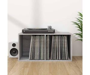 vidaXL Caja para discos de vinilo madera contrachapada gris 71x34x36cm