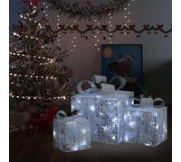 vidaXL Caja regalo decorativa Navidad 3 pzas blanca exterior/interior
