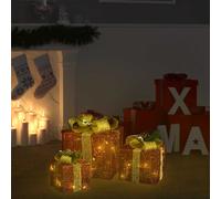 vidaXL Caja regalo decorativa Navidad 3 pzas rojo exterior/interior