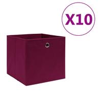 vidaXL Cajas almacenaje 10 uds tela no tejida rojo oscuro 28x28x28 cm