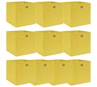 vidaXL Cajas de almacenaje 10 uds tela amarillo 32x32x32 cm