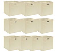 vidaXL Cajas de almacenaje 10 uds tela crema 32x32x32 cm