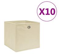 vidaXL Cajas de almacenaje 10 uds tela no tejida crema 28x28x28 cm