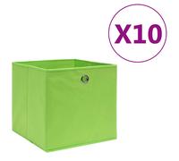 vidaXL Cajas de almacenaje 10 uds tela no tejida verde 28x28x28 cm