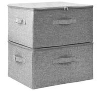 vidaXL Cajas de Almacenaje 2 uds, Cofres Organizadores de Ropa Bufandas, Cajas Plegables, Contenedores para Armario Estantería, Tela Gris