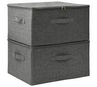 vidaXL Cajas de Almacenaje 2 uds, Cofres Organizadores de Ropa Bufandas, Cajas Plegables, Contenedores para Armario Estantería, Tela Gris Antracita