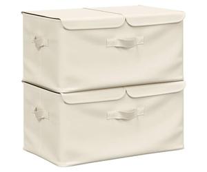 vidaXL Cajas de Almacenaje 4 uds, Cajas Plegables, Cofres Organizadores de Ropa Bufandas, Contenedores para Armario Estantería, Tela Crema