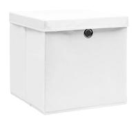 vidaXL Cajas de almacenaje 4 uds plegables con tapas tela no tejida organizador de ropa Blanco