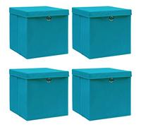 vidaXL Cajas de almacenaje 4 uds con tapa tela azul celeste 32x32x32 cm