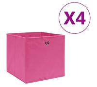 vidaXL Cajas de almacenaje 4 uds tela no tejida rosa 28x28x28 cm