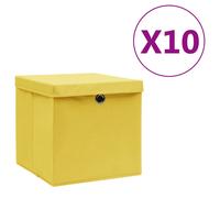 vidaXL Cajas de almacenaje con tapas 10 uds amarillo 28x28x28 cm