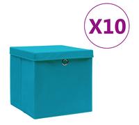 vidaXL Cajas de almacenaje con tapas 10 uds azul bebé 28x28x28 cm