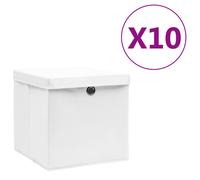 vidaXL Cajas de almacenaje con tapas 10 uds blanco 28x28x28 cm