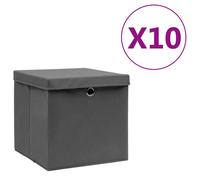 vidaXL Cajas de almacenaje con tapas 10 uds gris 28x28x28 cm