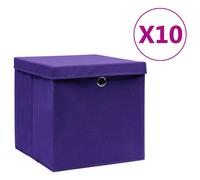 vidaXL Cajas de almacenaje con tapas 10 uds morado 28x28x28 cm