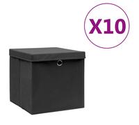vidaXL Cajas de almacenaje con tapas 10 uds negro 28x28x28 cm