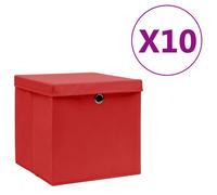 vidaXL Cajas de almacenaje con tapas 10 uds rojo 28x28x28 cm