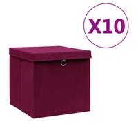 vidaXL Cajas de almacenaje con tapas 10 uds rojo oscuro 28x28x28 cm