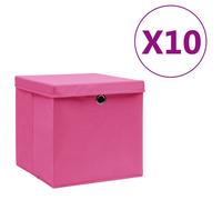 vidaXL Cajas de almacenaje con tapas 10 uds rosa 28x28x28 cm