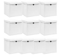 vidaXL Cajas de almacenaje con tapas 10 uds tela blanco 32x32x32 cm
