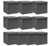 vidaXL Cajas de almacenaje con tapas 10 uds tela gris 32x32x32 cm
