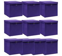 vidaXL Cajas de almacenaje con tapas 10 uds tela morado 32x32x32 cm