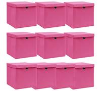 vidaXL Cajas de almacenaje con tapas 10 uds tela rosa 32x32x32 cm