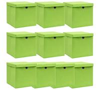 vidaXL Cajas de almacenaje con tapas 10 uds tela verde 32x32x32 cm