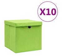vidaXL Cajas de almacenaje con tapas 10 uds verde 28x28x28 cm