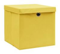 vidaXL Cajas de almacenaje con tapas 4 uds amarillo 28x28x28 cm