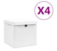 vidaXL Cajas de almacenaje con tapas 4 uds blanco 28x28x28 cm