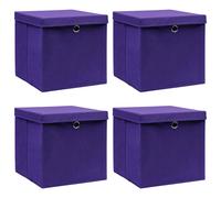 vidaXL Cajas de almacenaje con tapas 4 uds morado 28x28x28 cm