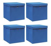vidaXL Cajas de almacenaje con tapas 4 uds tela azul 32x32x32 cm