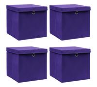 vidaXL Cajas de almacenaje con tapas 4 uds tela morado 32x32x32 cm