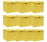 vidaXL Cajas de Almacenaje con Tapas Cofres Plegables 10 uds Tela Color Rojo oscuro , Azul bebé , Amarillo y mas