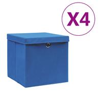 vidaXL Cajas de Almacenaje con Tapas Cofres Plegables 4 uds Tela Color Amarillo , Azul , Azul bebé y mas